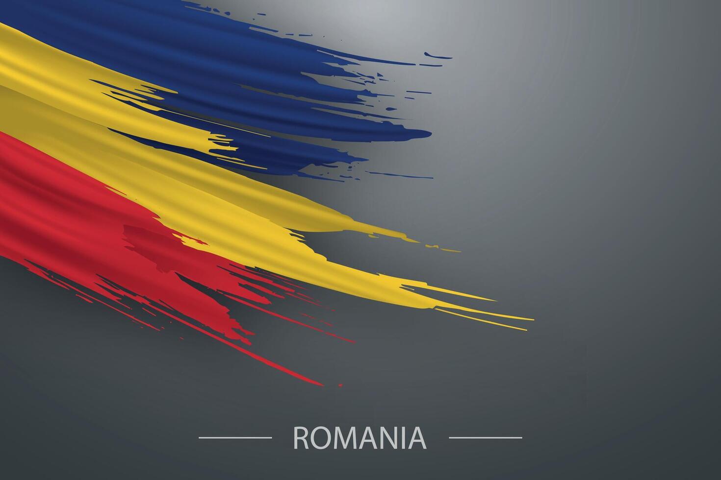 3d grunge brush stroke flag of Romania vector
