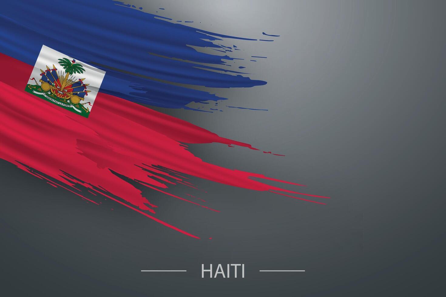 3d grunge brush stroke flag of Haiti vector