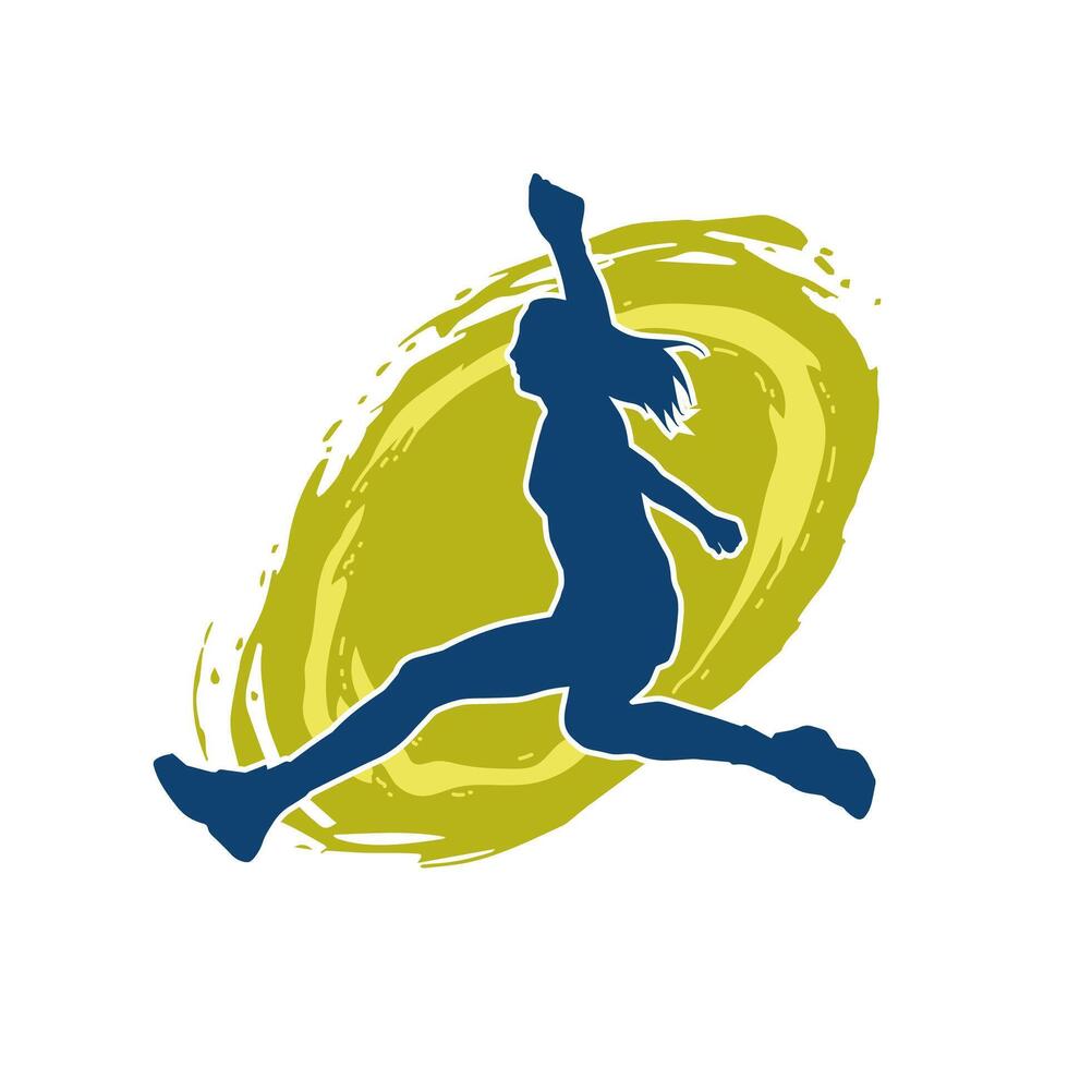 Silhouette of a happy woman jumping pose. Silhouette of a female model jumps. vector