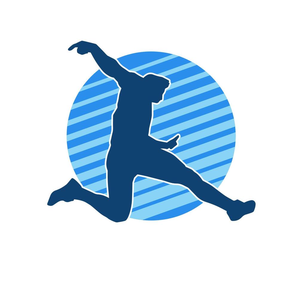 Silhouette of a sporty man in running pose. Silhouette of a male run pose. vector
