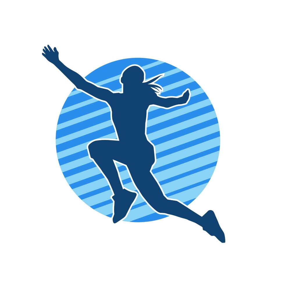 Silhouette of a happy woman jumping pose. Silhouette of a female model jumps. vector