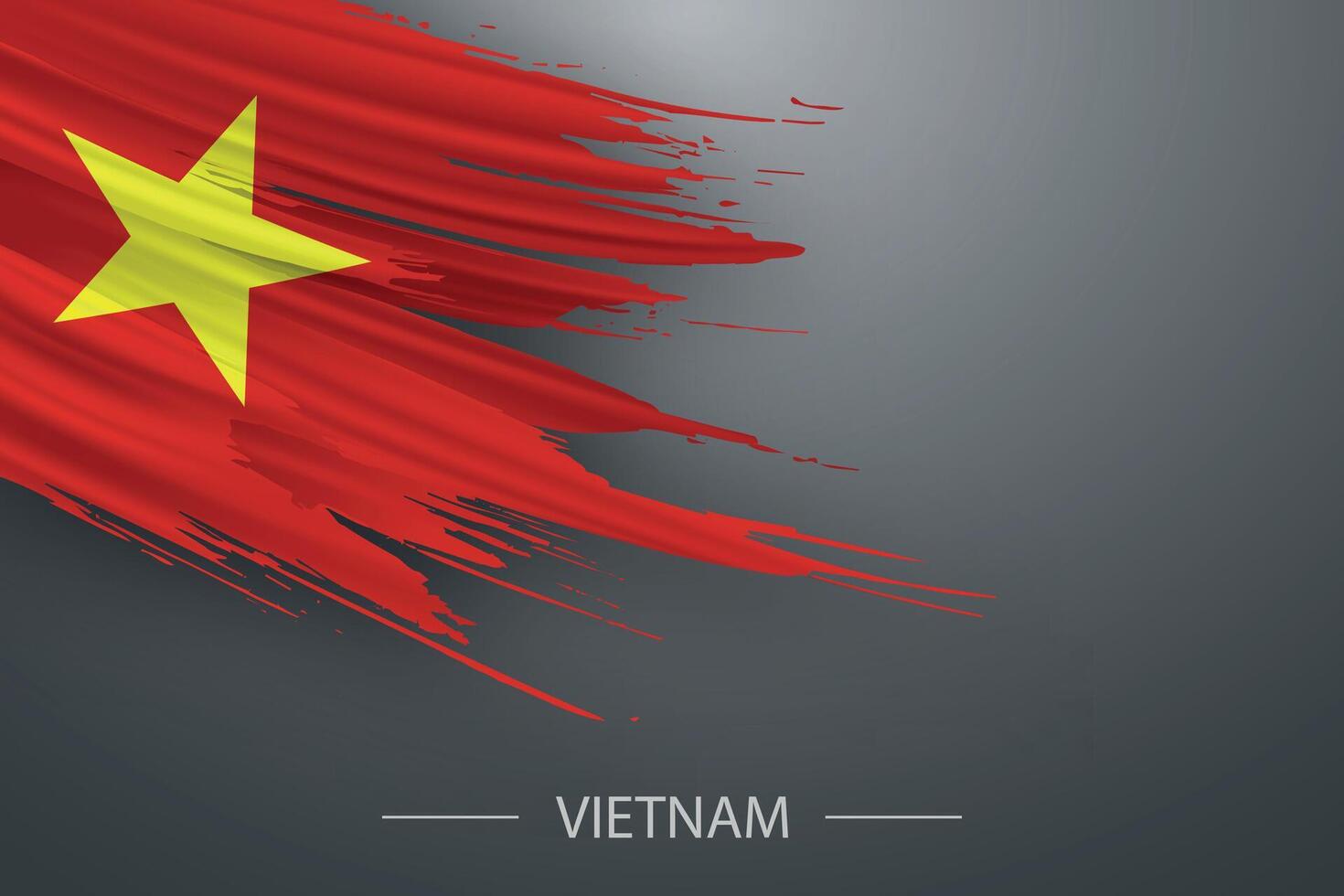 3d grunge brush stroke flag of Vietnam vector