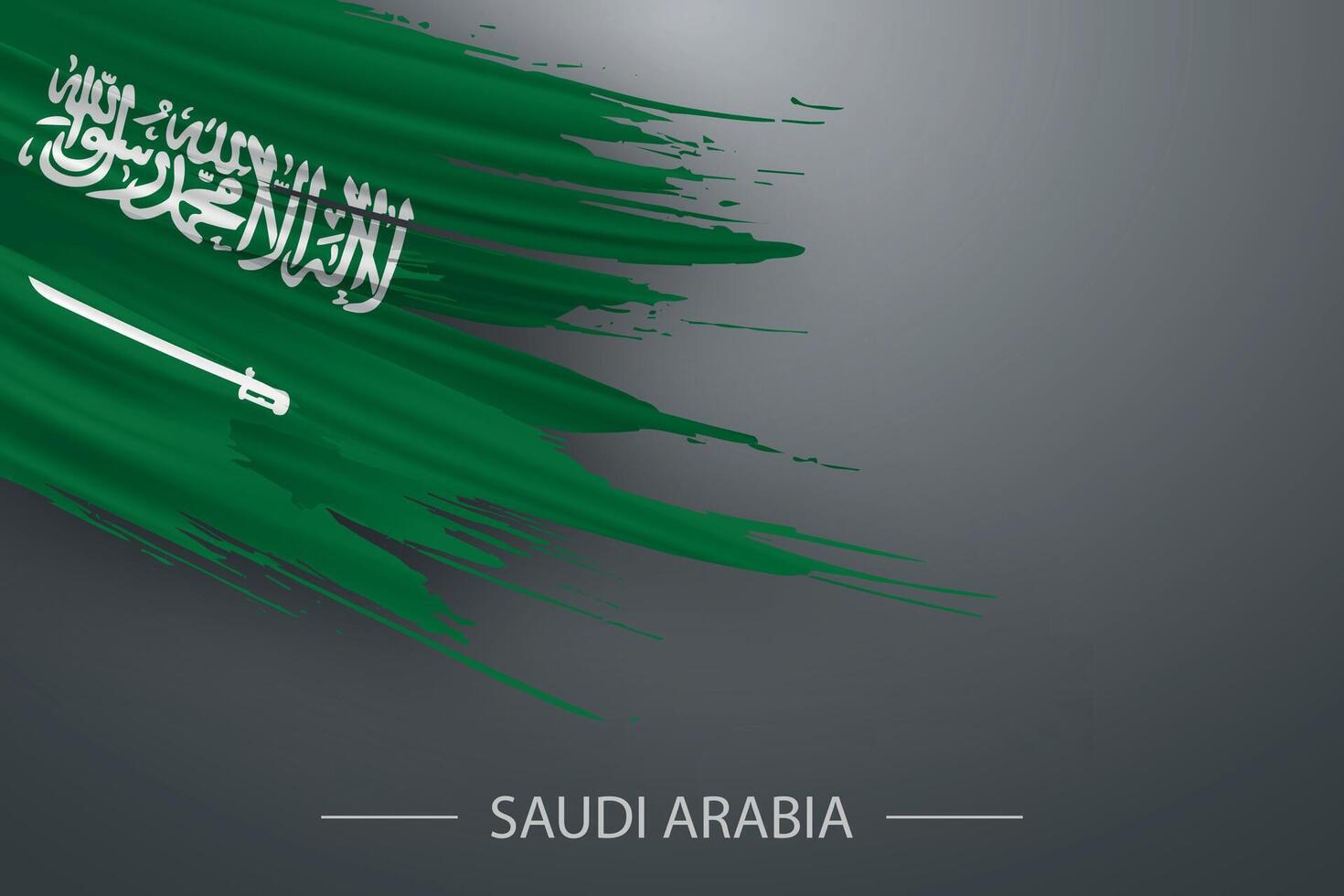 3d grunge brush stroke flag of Saudi Arabia vector