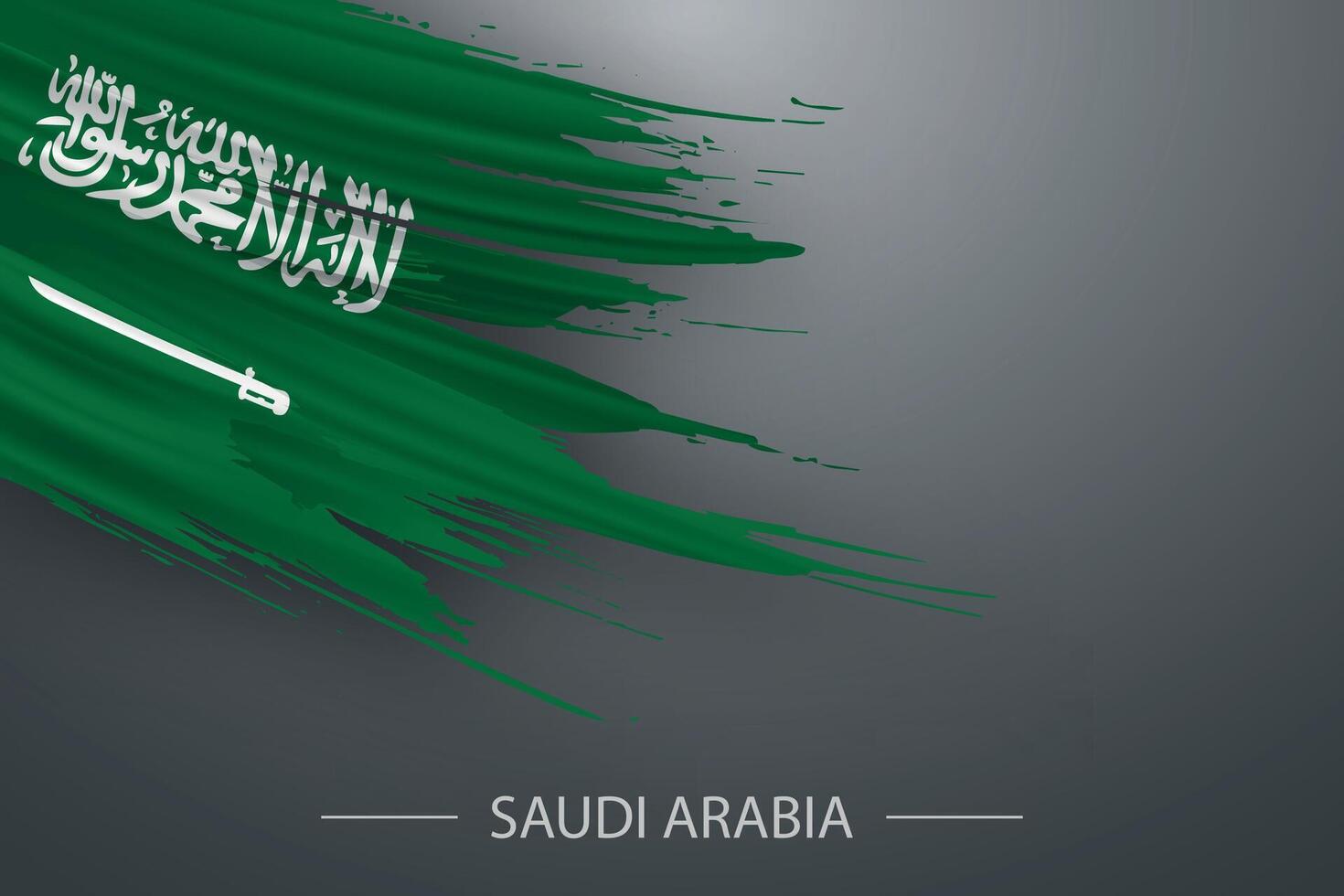 3d grunge cepillo carrera bandera de saudi arabia vector