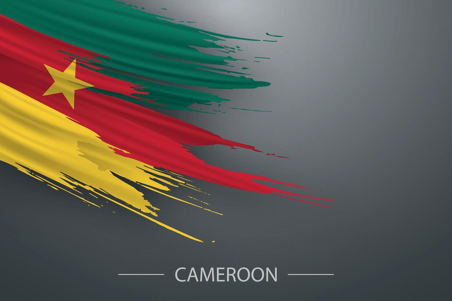 3d grunge brush stroke flag of Cameroon vector