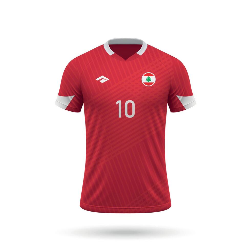 3d realistic soccer jersey Lebanon national team 2024 vector