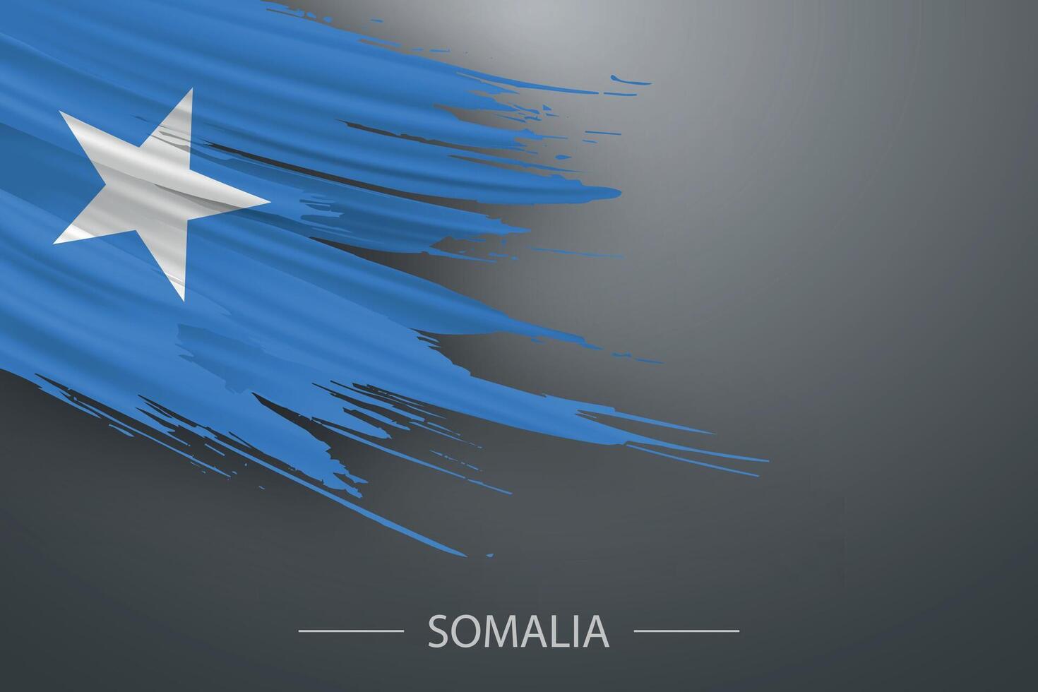 3d grunge brush stroke flag of Somalia vector