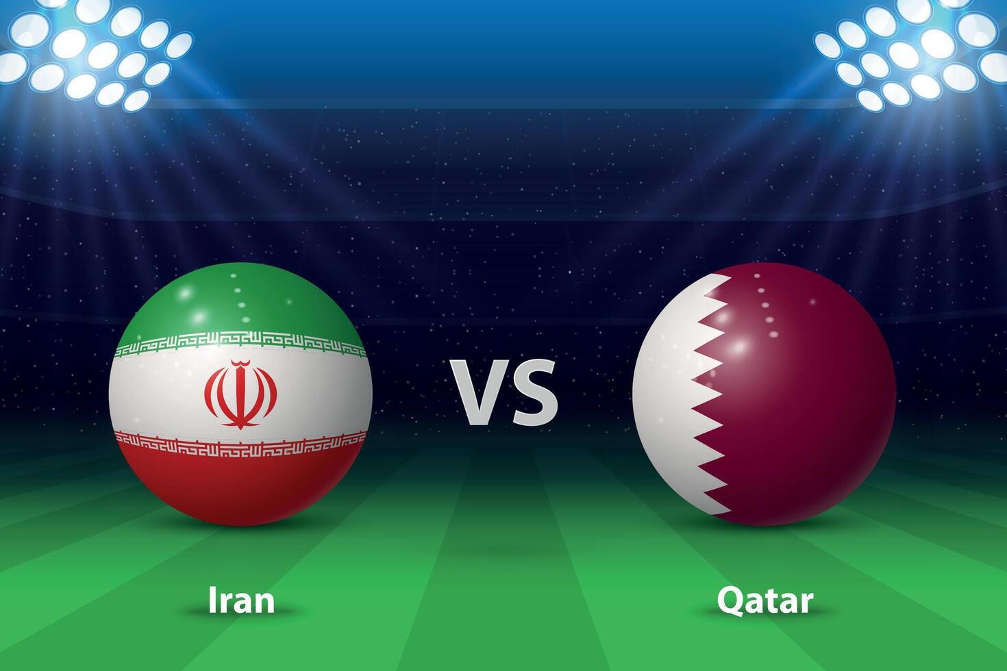 Iran vs Qatar. knockout Semi-final stage Asia 2023, Soccer scoreboard vector