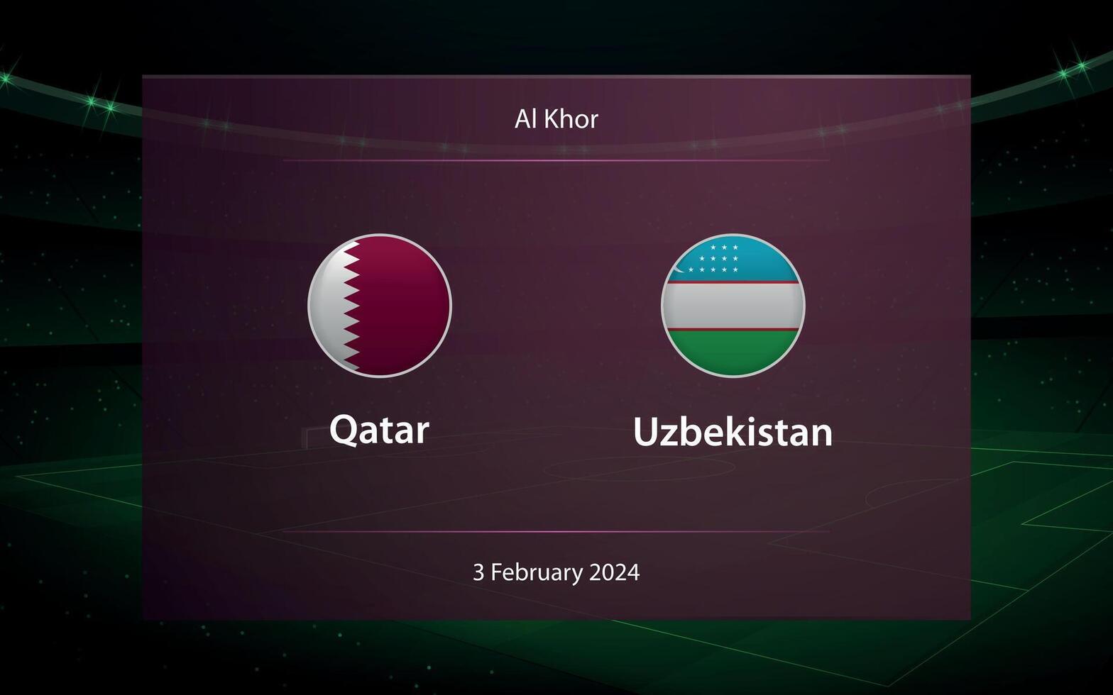 Katar vs uzbekistán knockear etapa Asia 2023, fútbol marcador vector