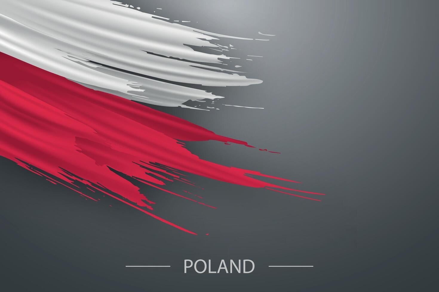 3d grunge cepillo carrera bandera de Polonia vector