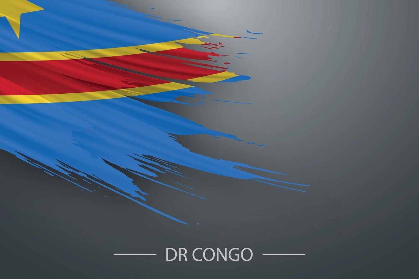 3d grunge brush stroke flag of DR Congo vector