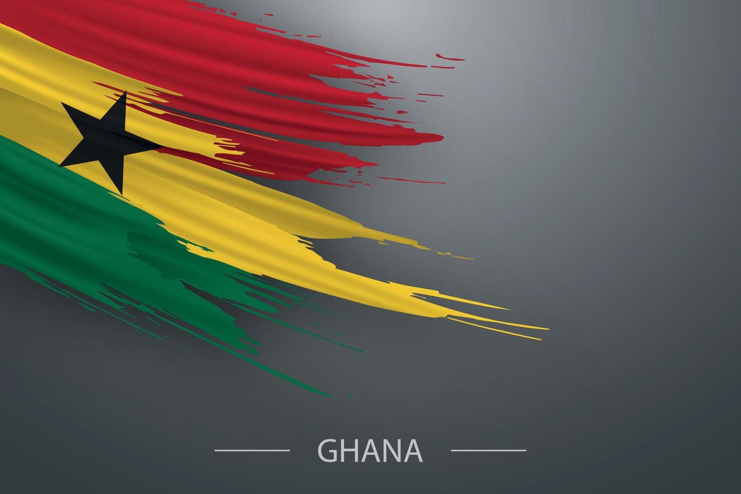 3d grunge brush stroke flag of Ghana vector