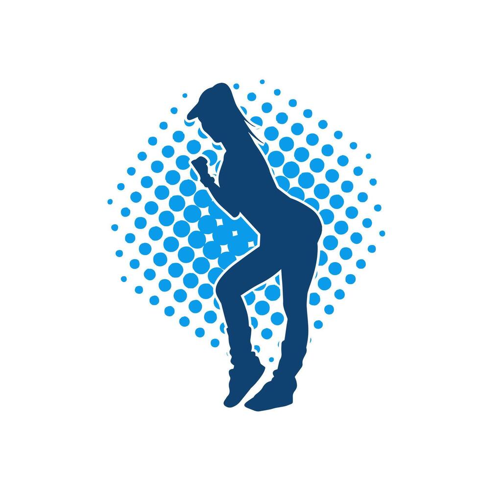 Silhouette of a slim sporty woman doing pilates exercise. Silhouette of a sporty female doing physical exercise. vector