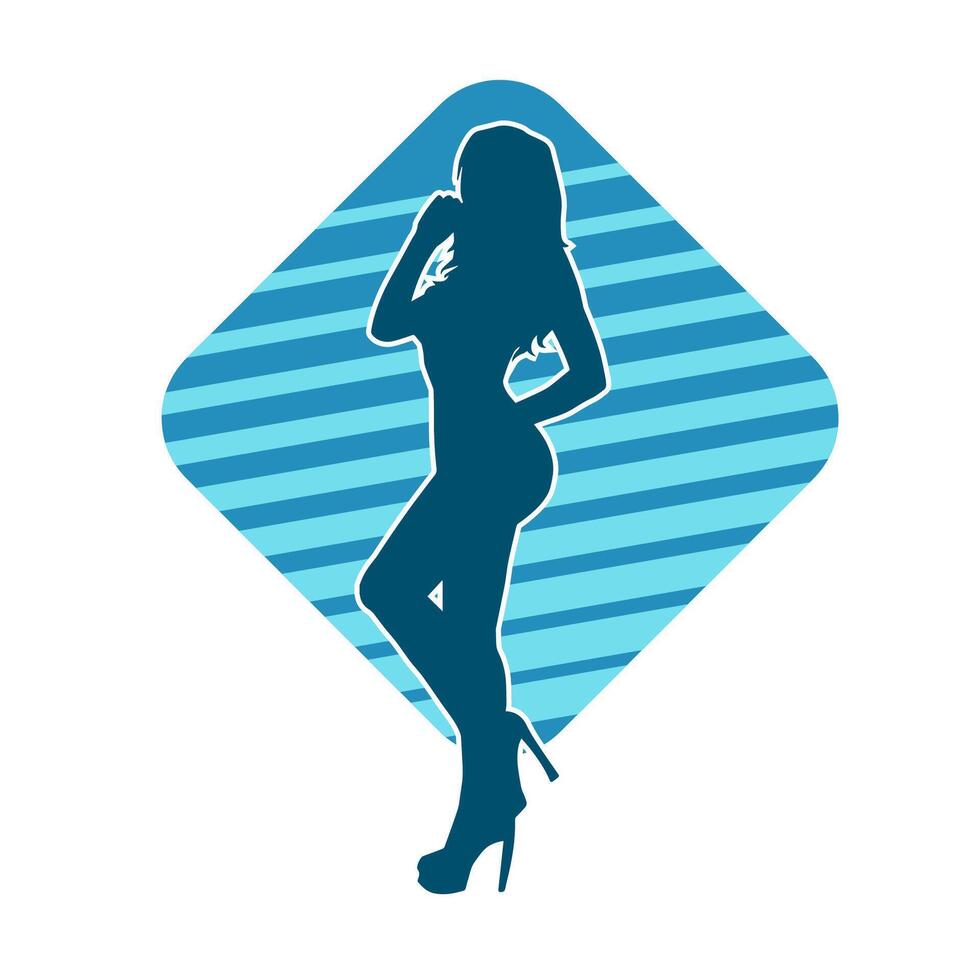 Silhouette of A Female Dancer in Action Pose. Silhouette of A Slim Woman in Dancing Pose. vector