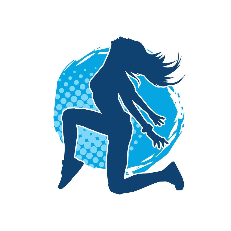 Silhouette of a slim female in dance pose. Silhouette of a woman dancing. vector