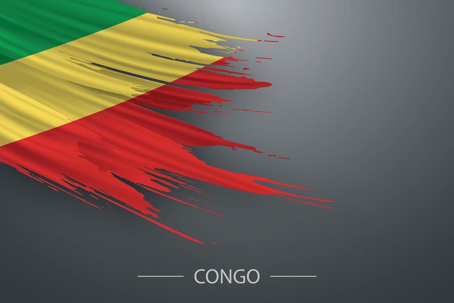 3d grunge brush stroke flag of Congo vector