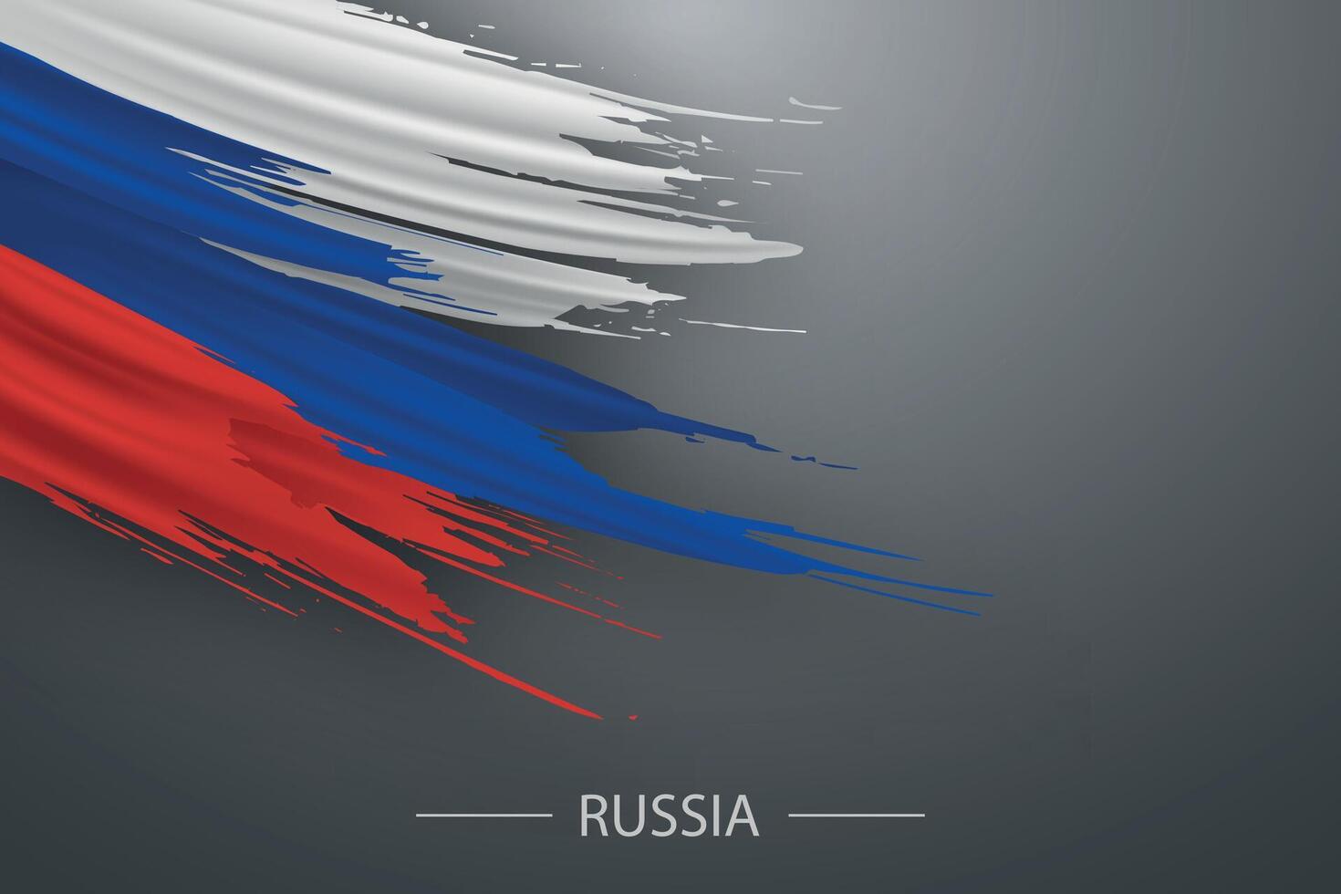3d grunge brush stroke flag of Russia vector