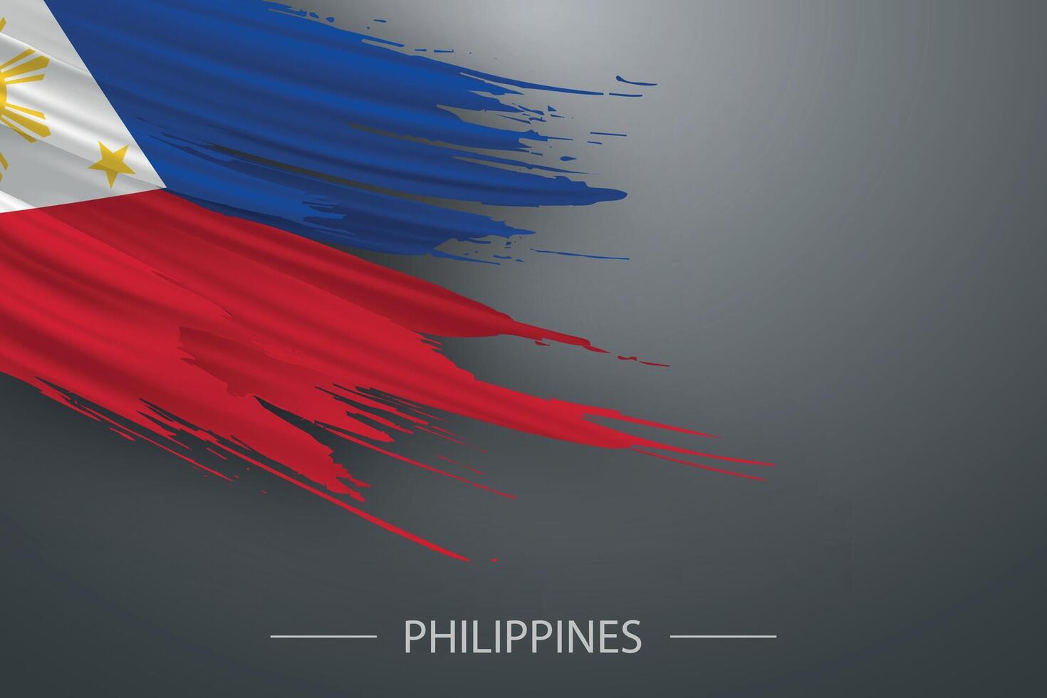 3d grunge brush stroke flag of Philippines vector