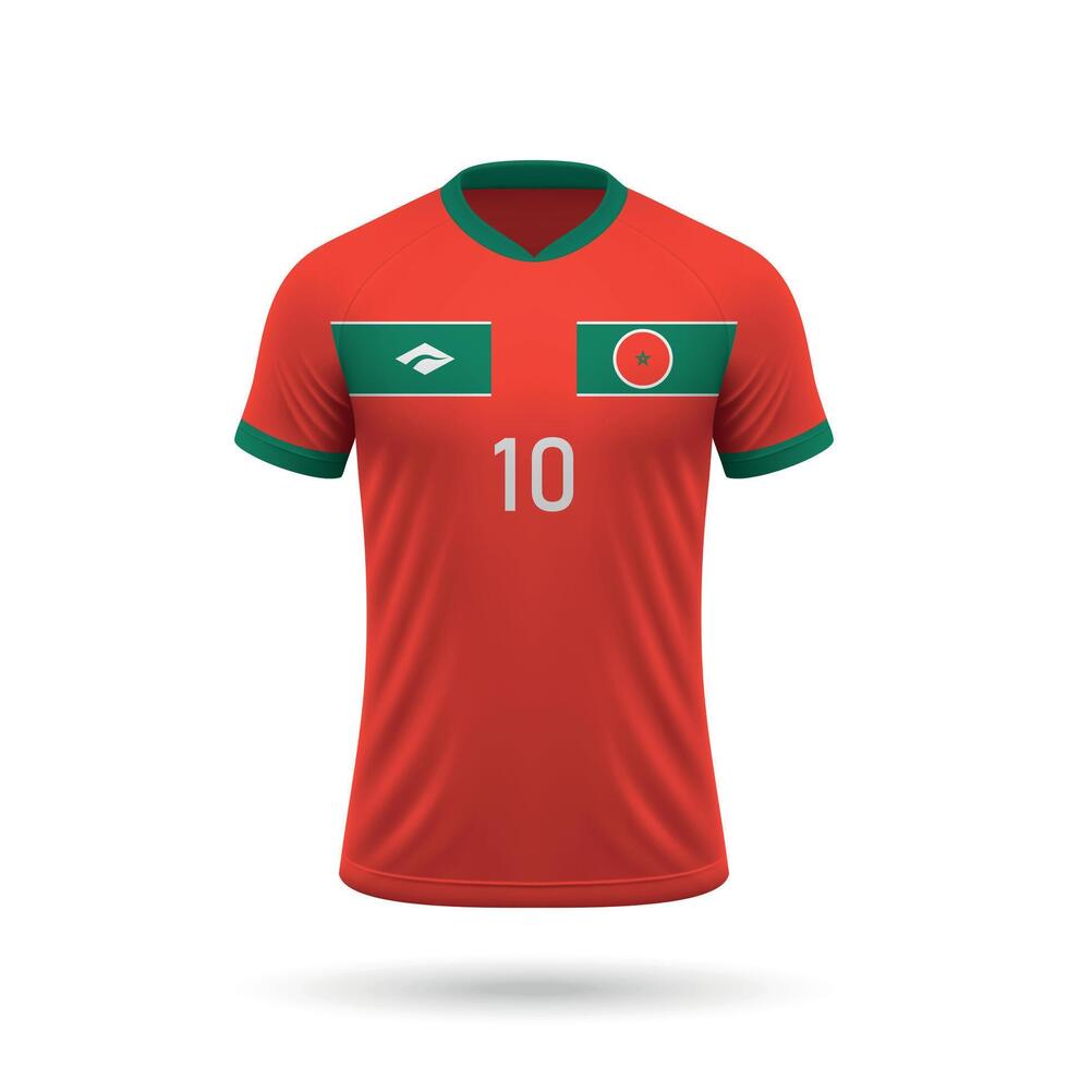 3d realistic soccer jersey Morocco national team 2024 vector