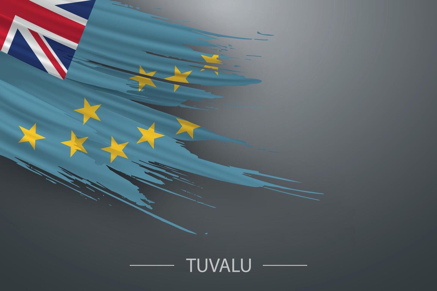 3d grunge brush stroke flag of Tuvalu vector