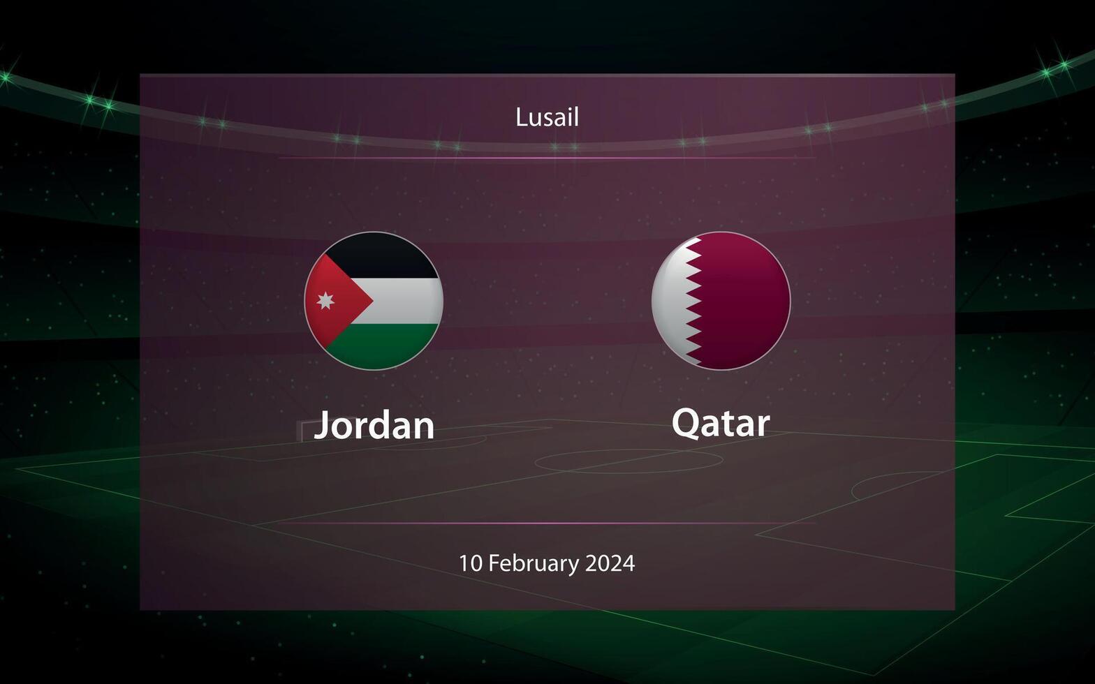 Jordan vs South Korea. knockout final Asia 2023, Soccer scoreboard vector