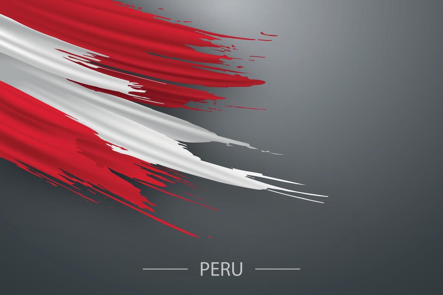 3d grunge brush stroke flag of Peru vector