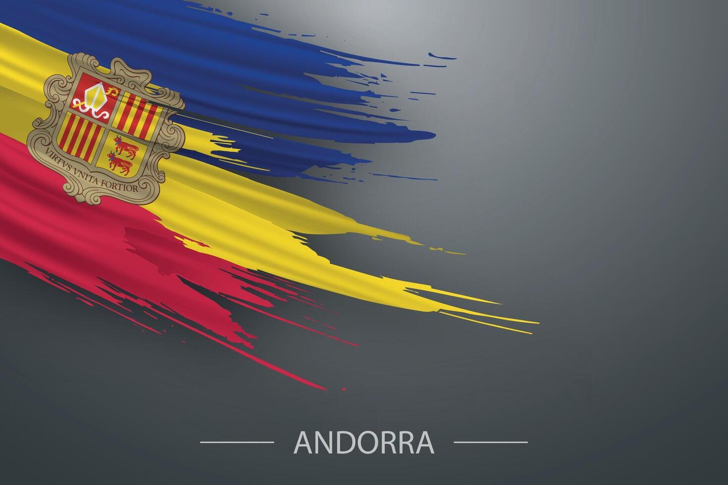 3d grunge brush stroke flag of Andorra vector