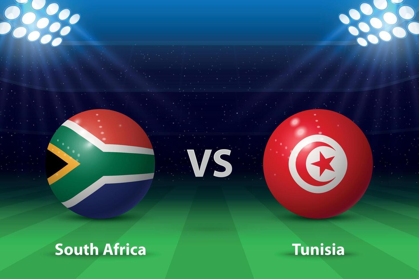 South Africa vs Tunisia Football scoreboard broadcast graphic vector