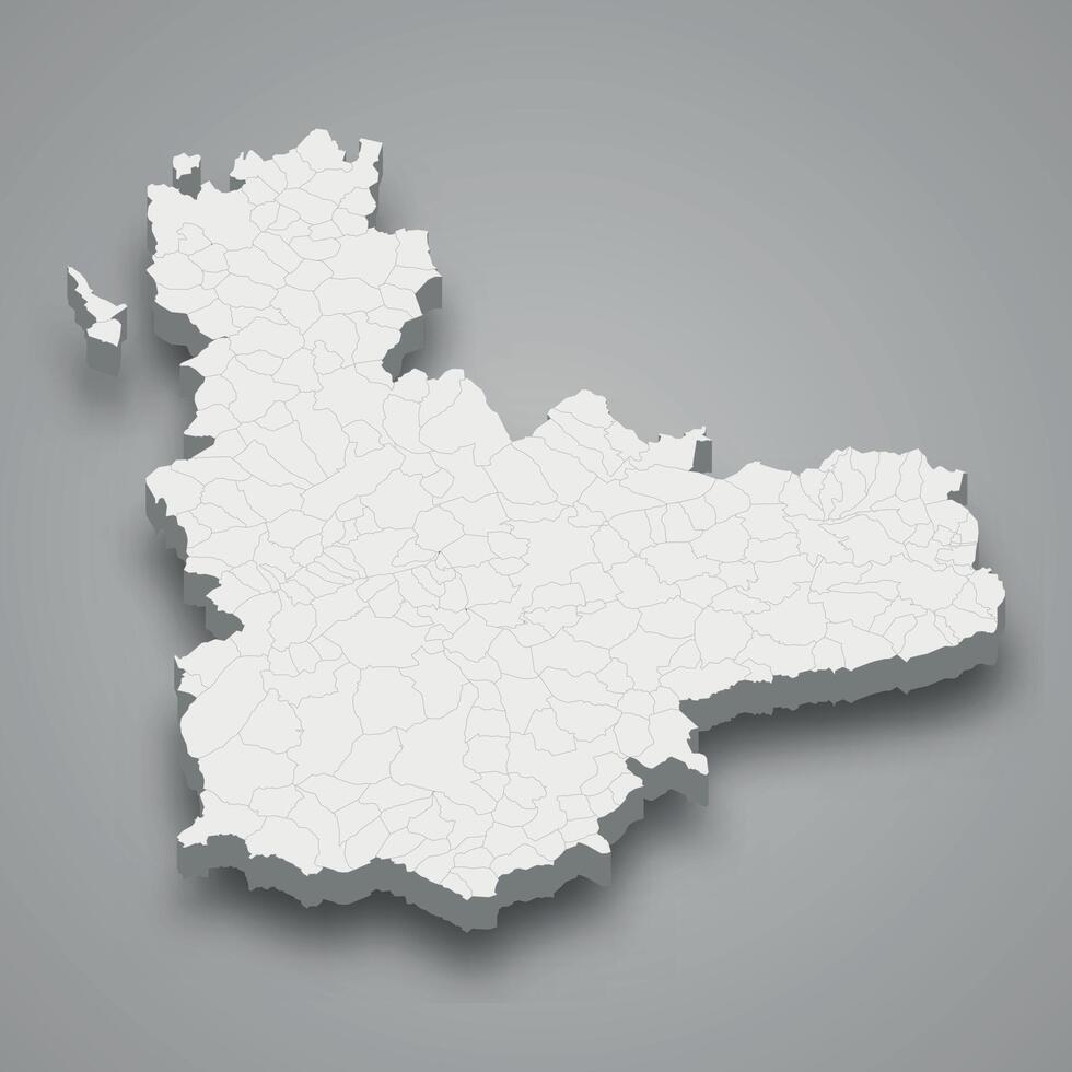 3d isométrica mapa de valladolid es un provincia de España vector