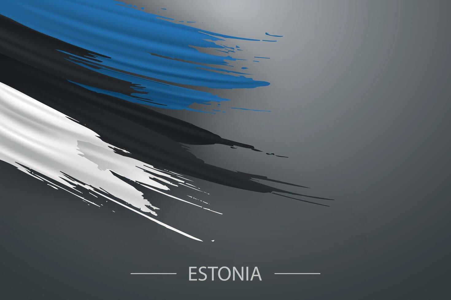 3d grunge brush stroke flag of Estonia vector