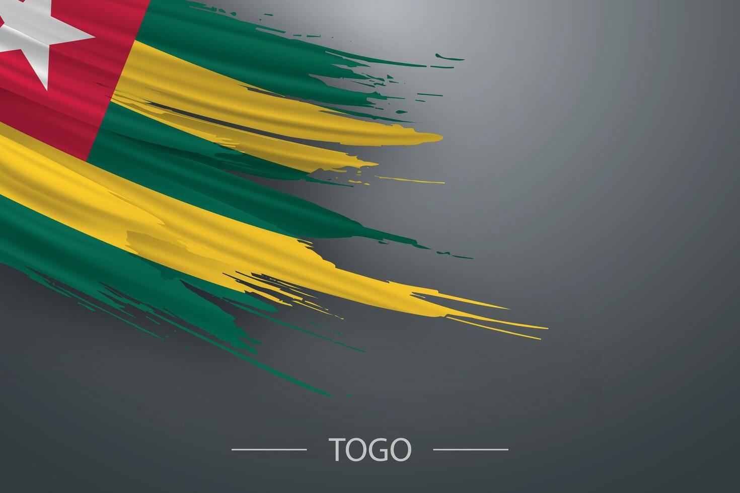 3d grunge brush stroke flag of Togo vector