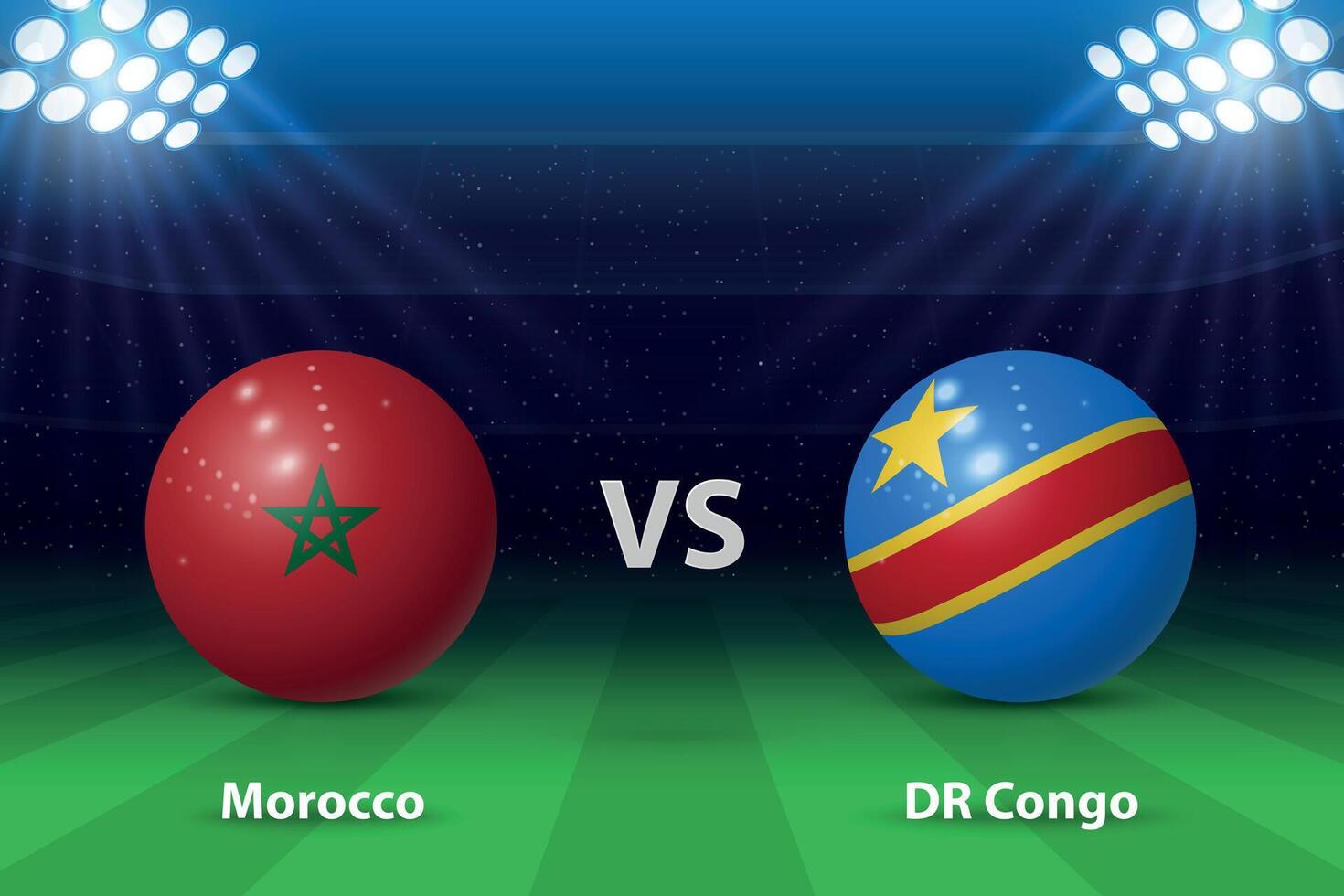 Marruecos vs Dr congo fútbol americano marcador transmitir gráfico vector