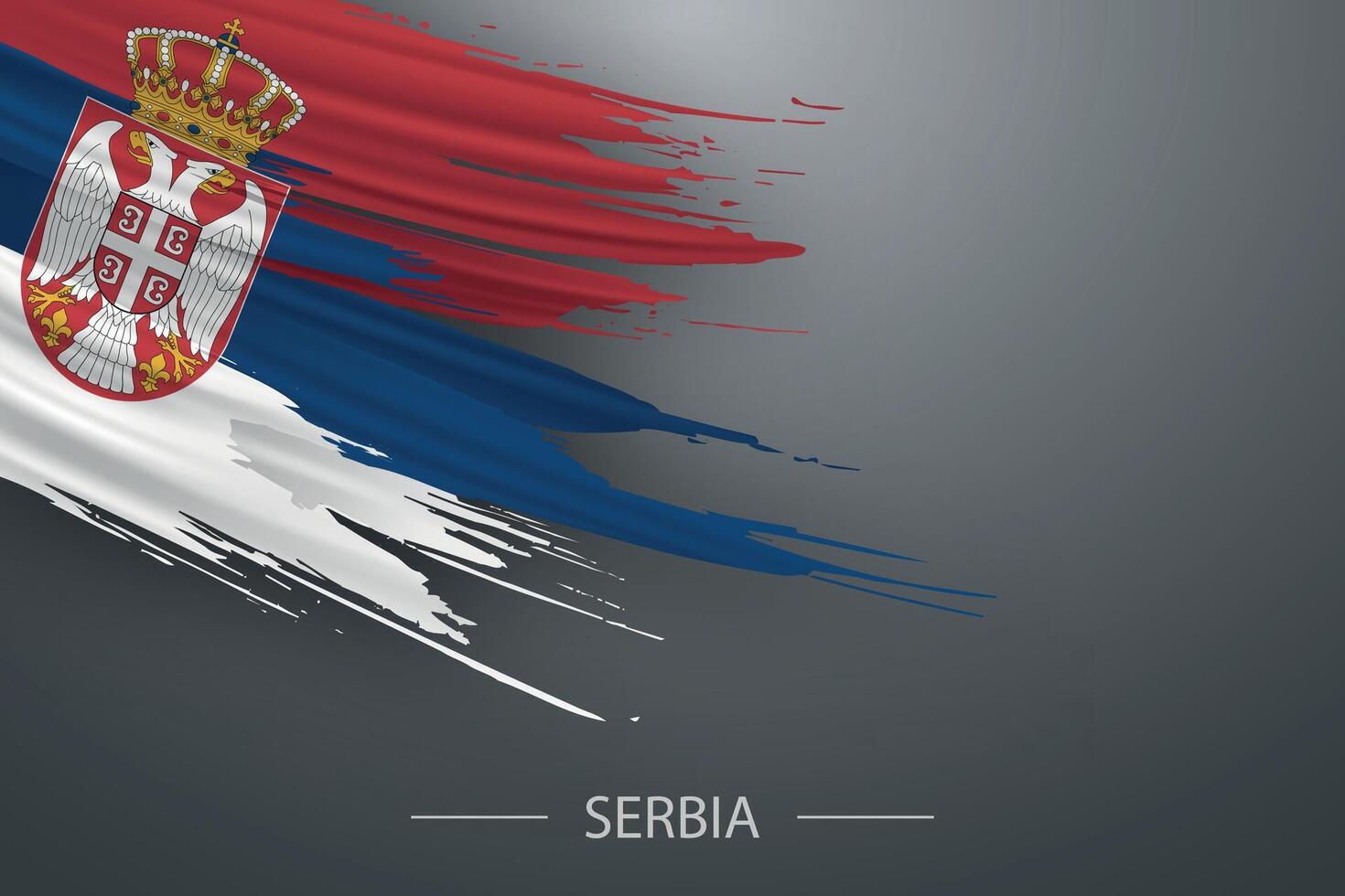3d grunge brush stroke flag of Serbia vector