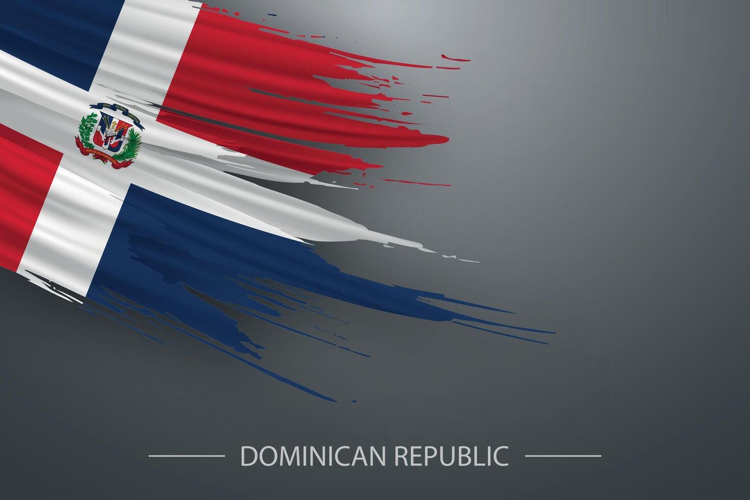 3d grunge cepillo carrera bandera de dominicano república vector