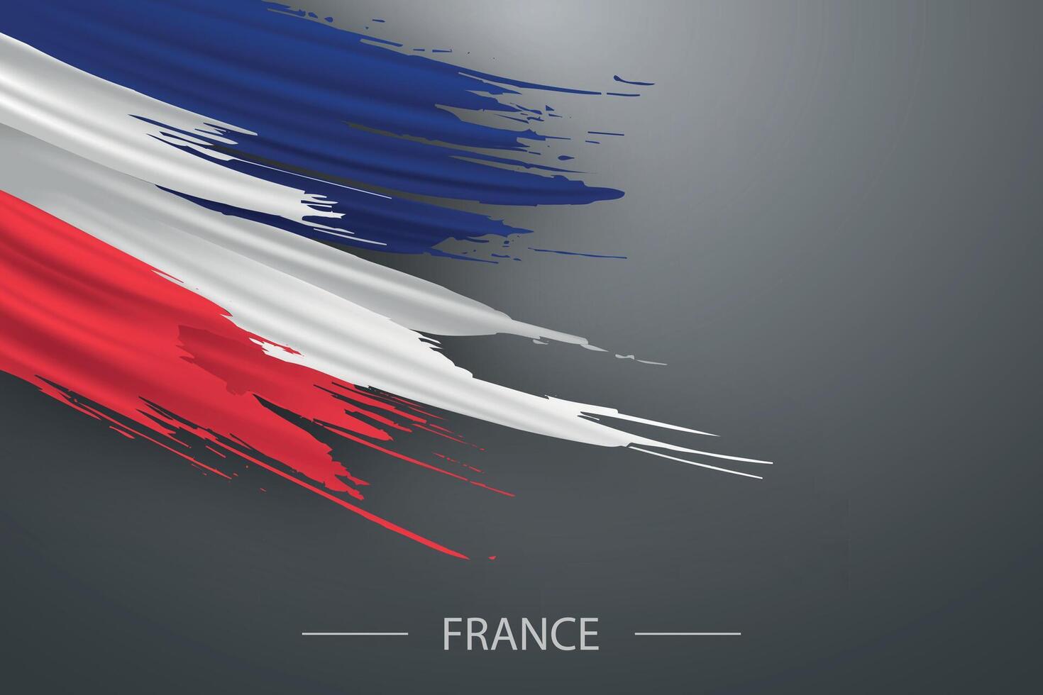 3d grunge brush stroke flag of France vector