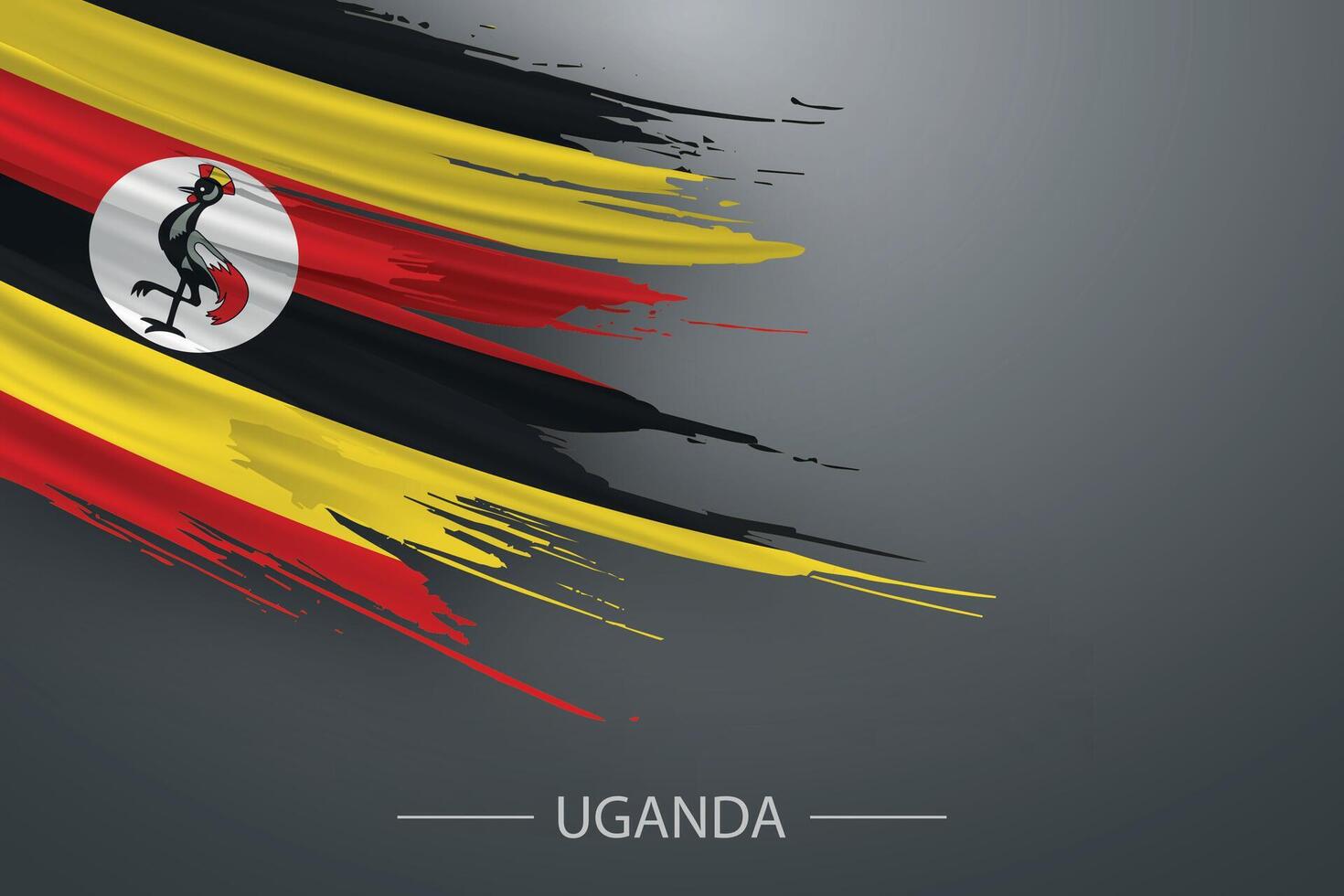 3d grunge brush stroke flag of Uganda vector