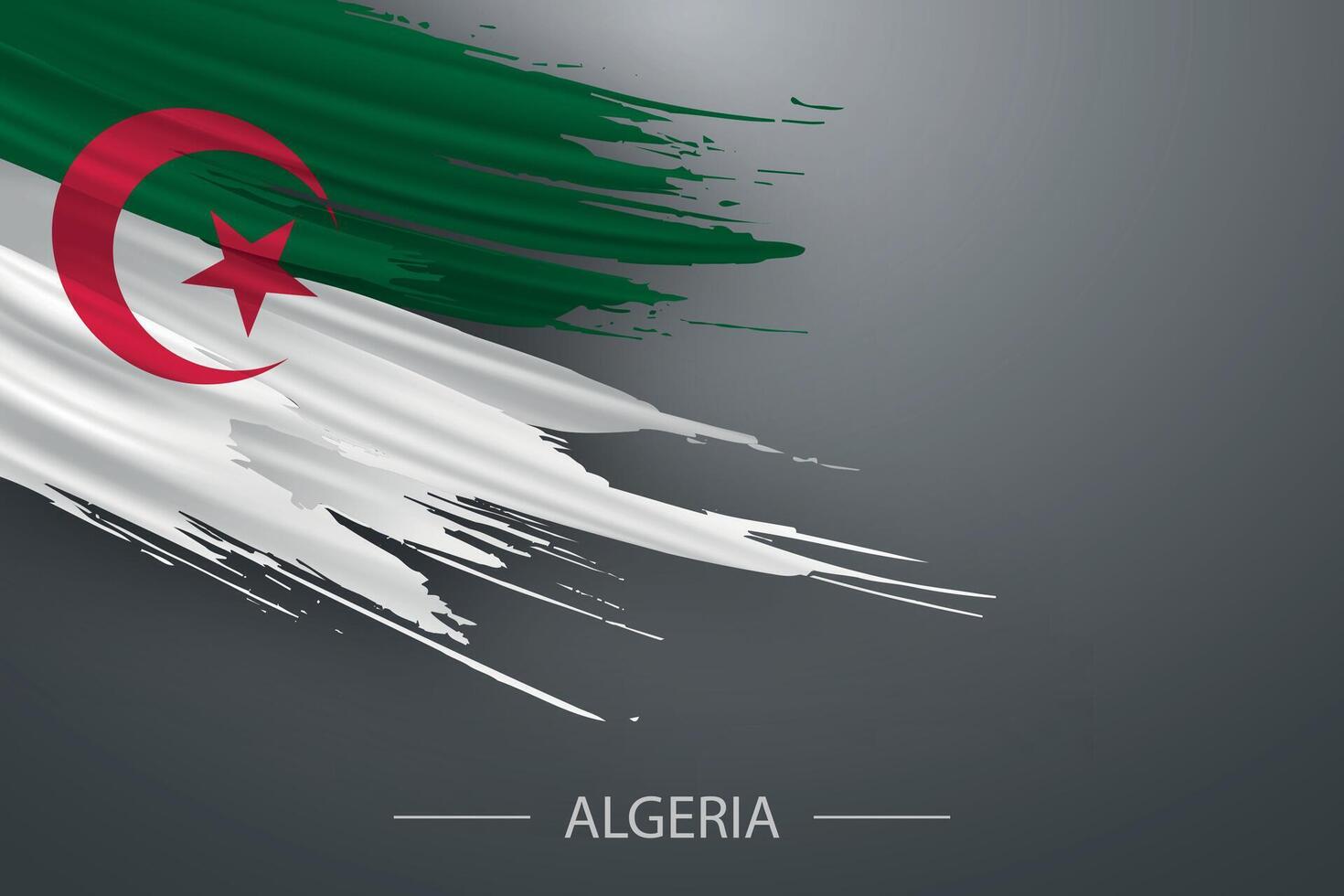 3d grunge brush stroke flag of Algeria vector