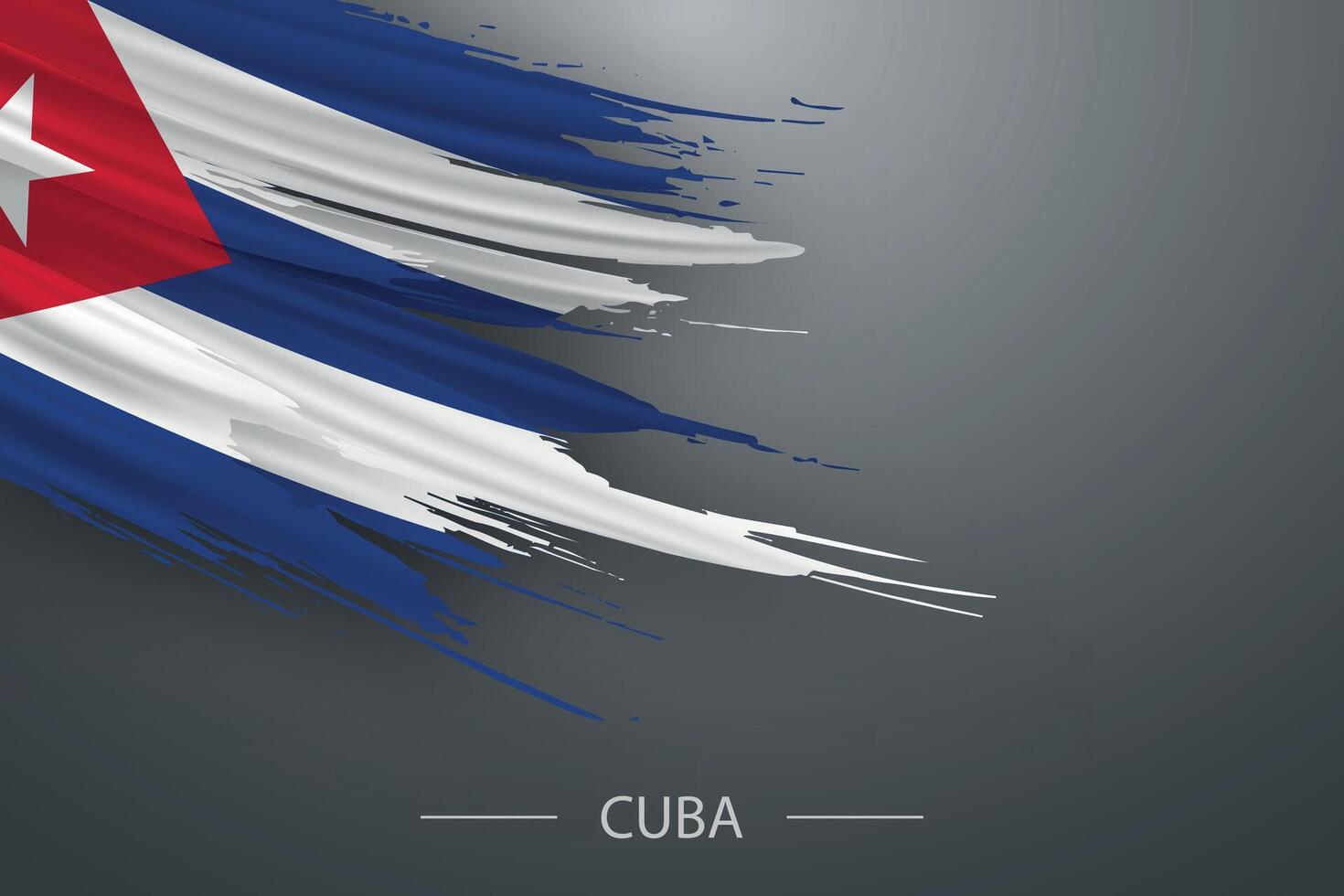 3d grunge brush stroke flag of Cuba vector