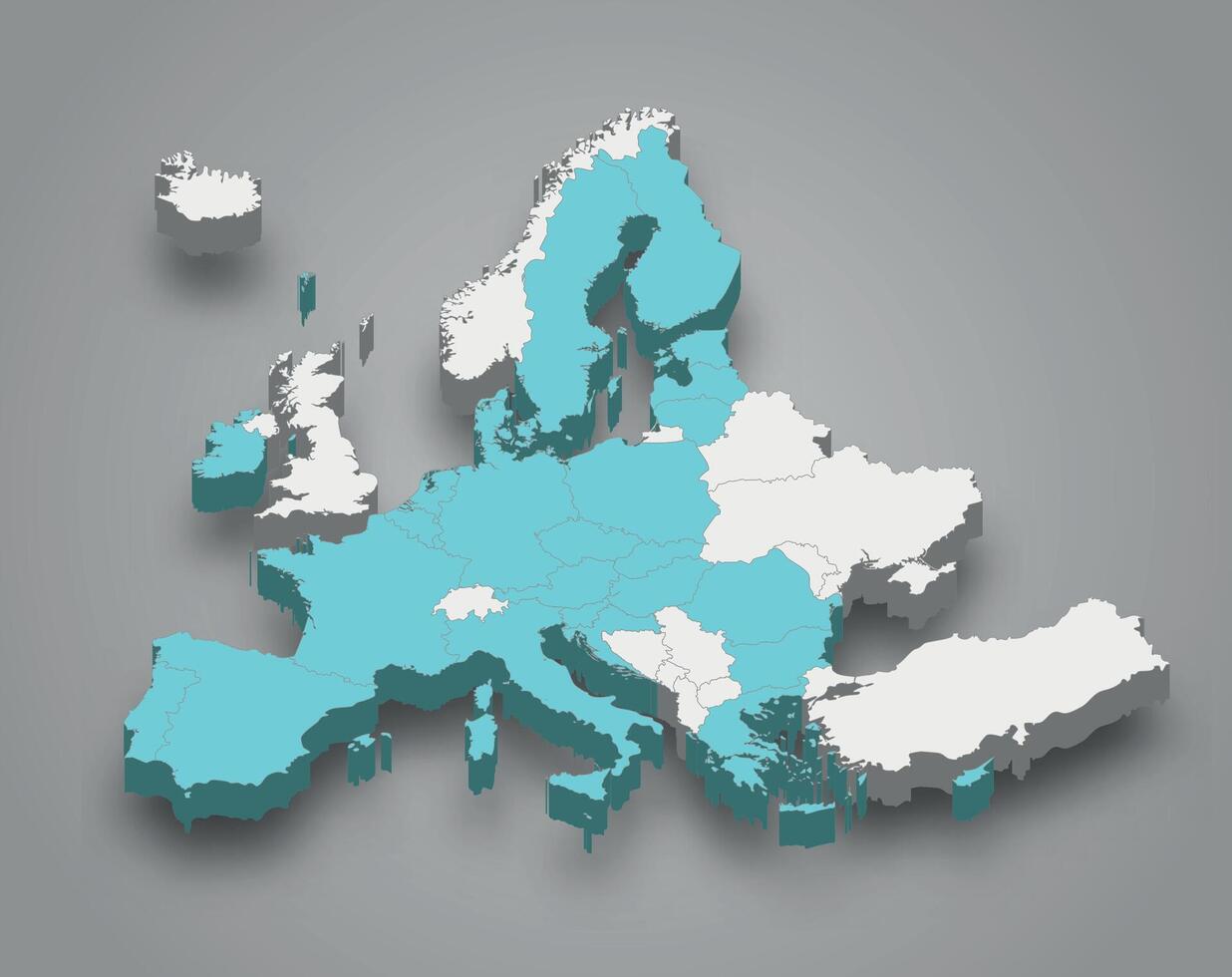 europeo Unión ubicación dentro Europa 3d mapa vector