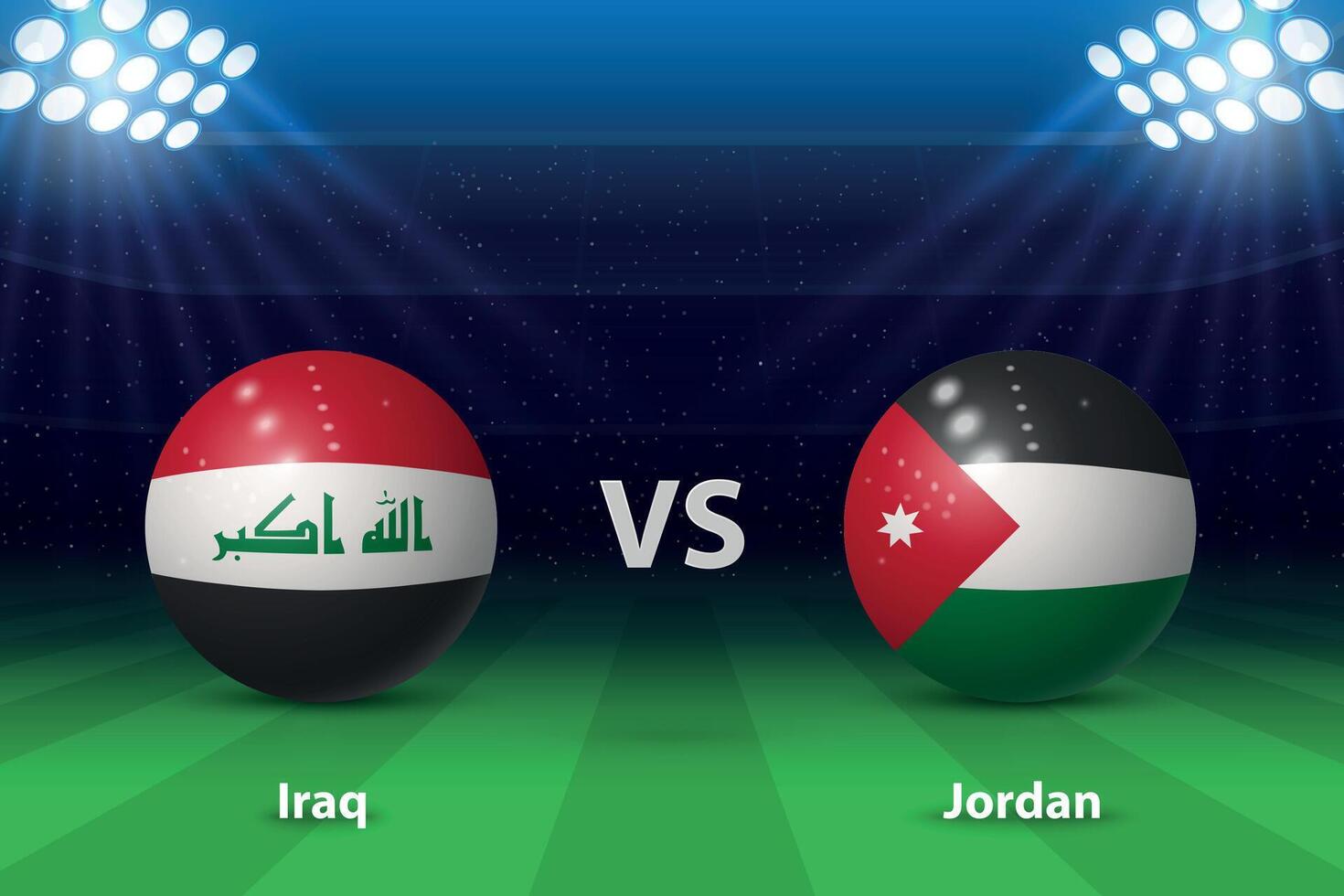 Irak vs Jordán. knockear etapa Asia 2023, fútbol marcador. vector