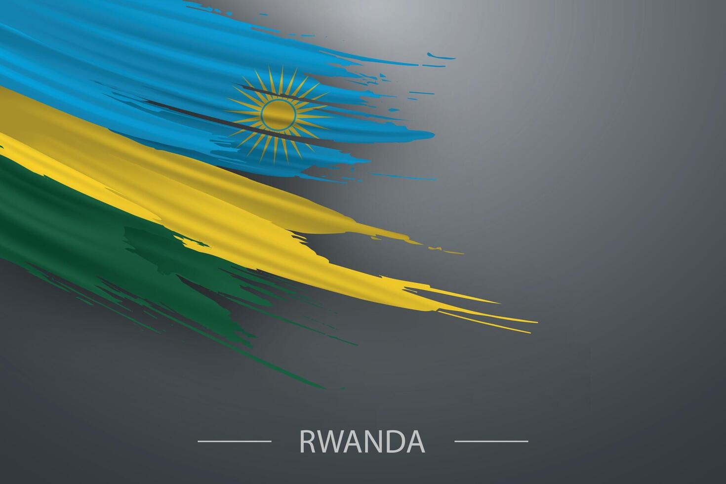 3d grunge brush stroke flag of Rwanda vector