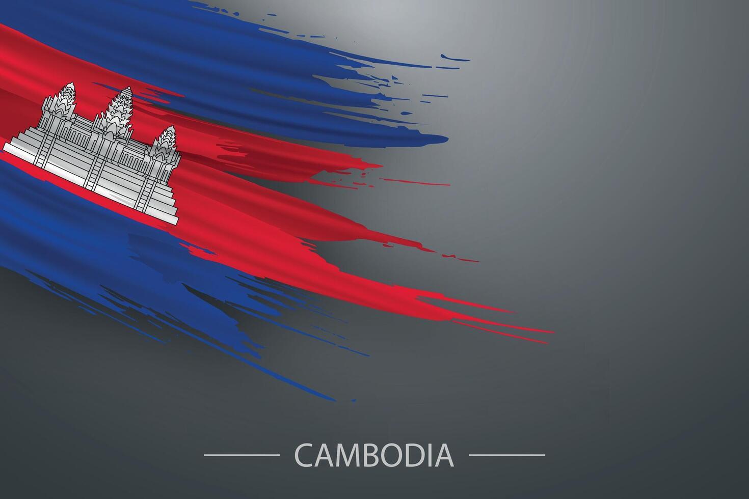 3d grunge brush stroke flag of Cambodia vector
