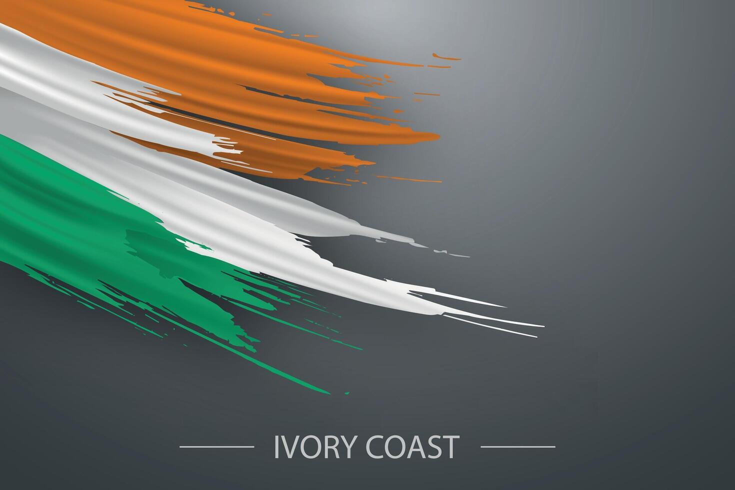 3d grunge brush stroke flag of Ivory Coast vector