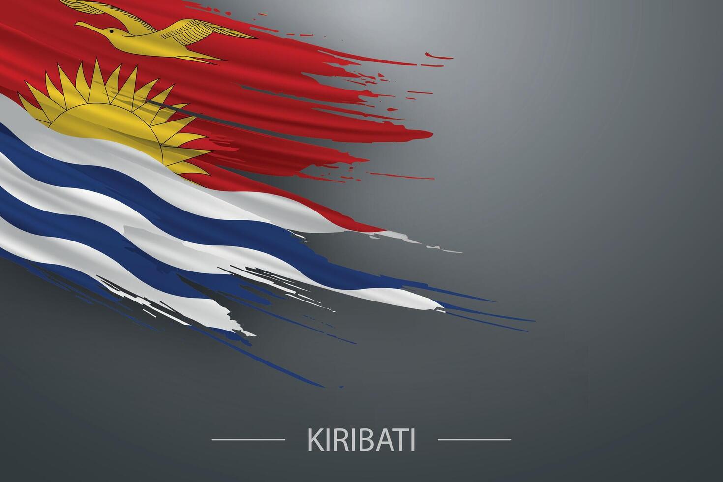 3d grunge brush stroke flag of Kiribati vector