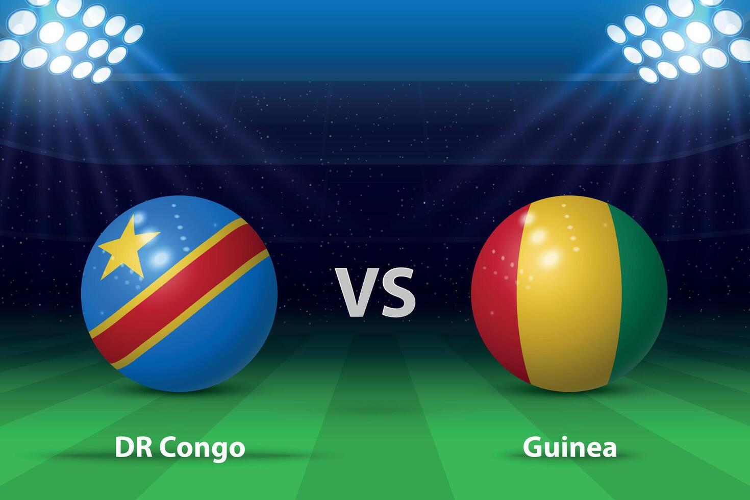 DR Congo vs Guinea. knockout stage Africa 2023, Soccer scoreboard vector