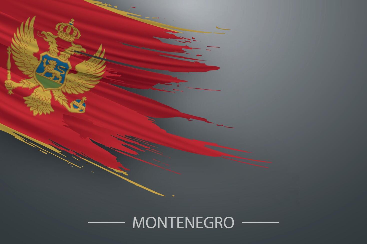 3d grunge cepillo carrera bandera de montenegro vector