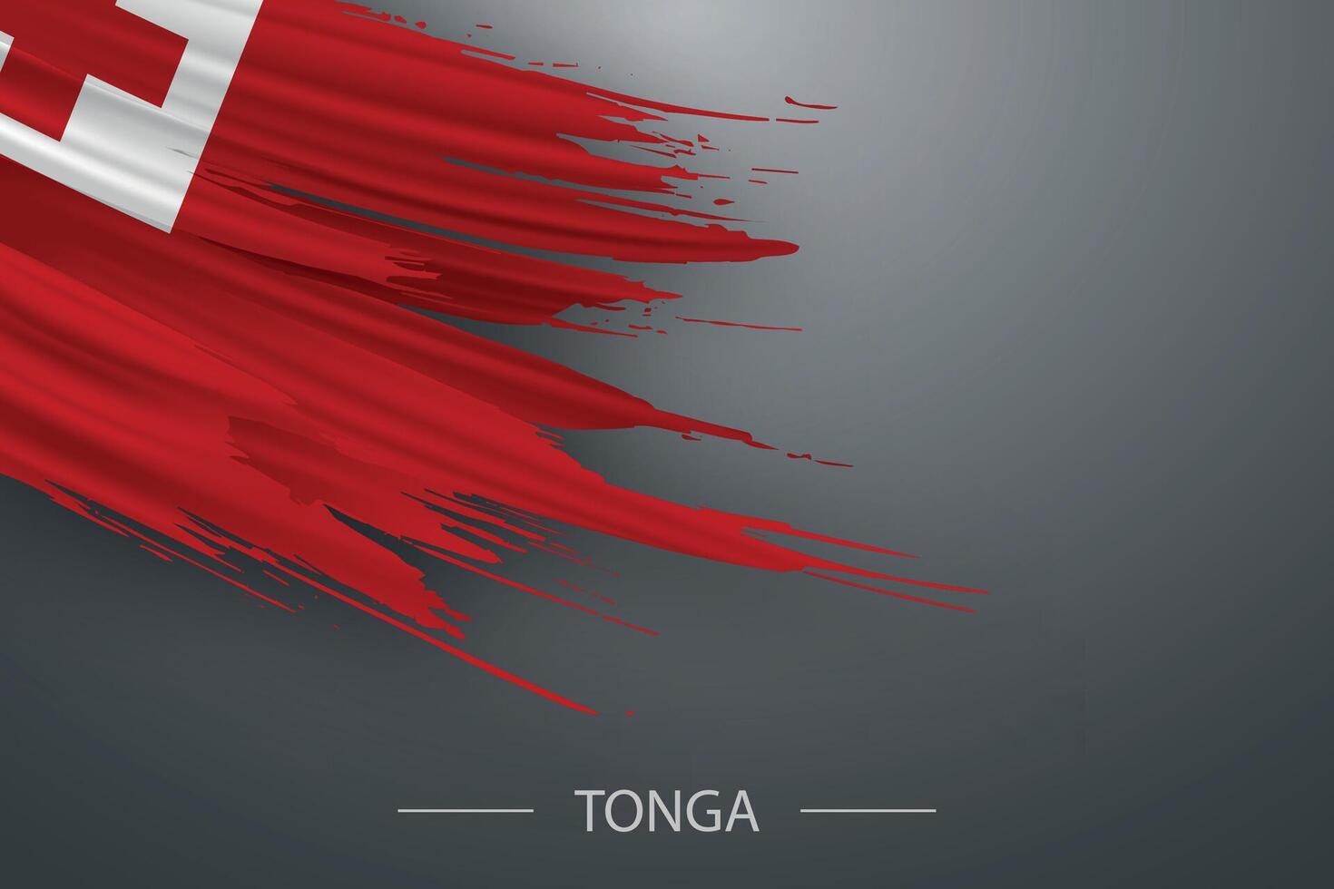 3d grunge brush stroke flag of Tonga vector