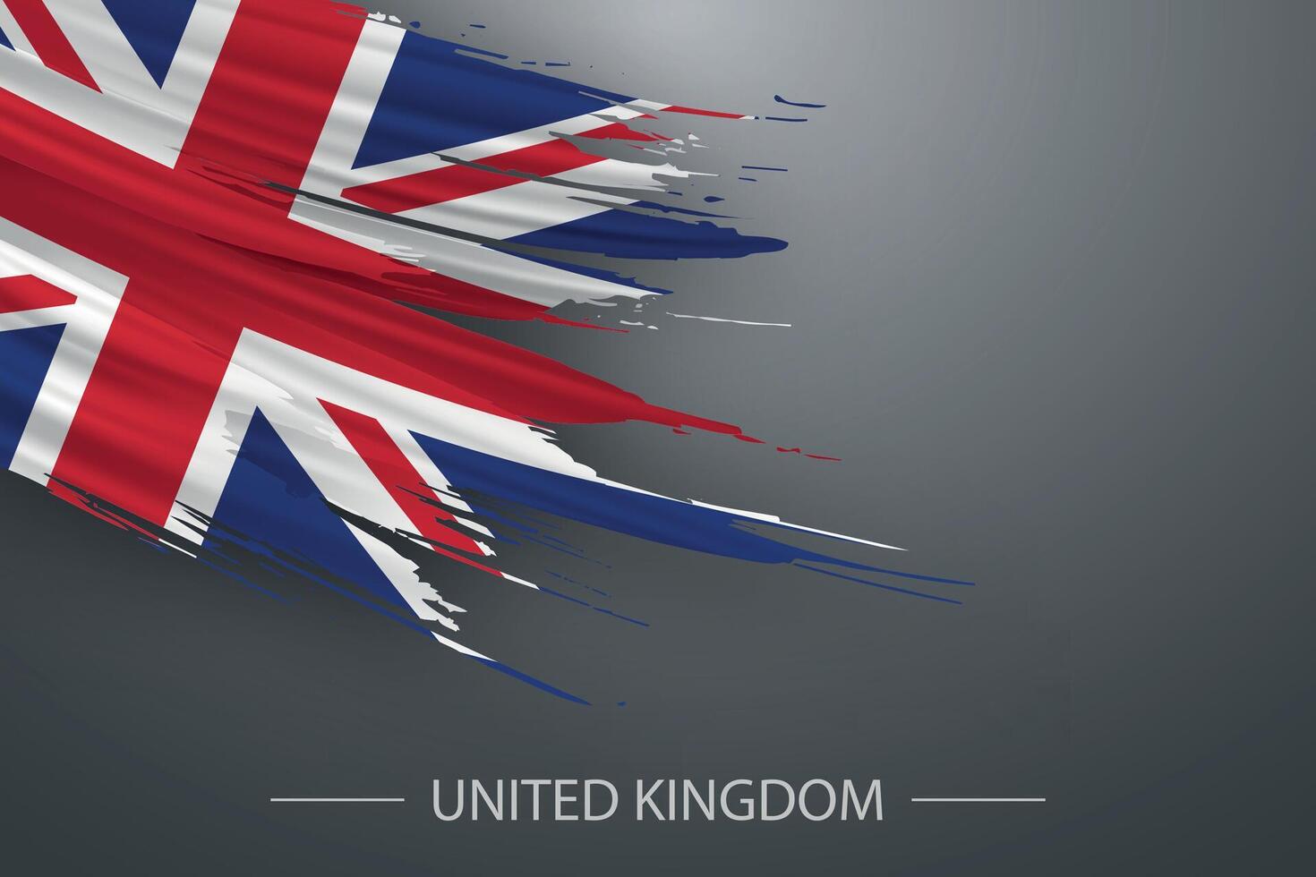 3d grunge brush stroke flag of United Kingdom vector