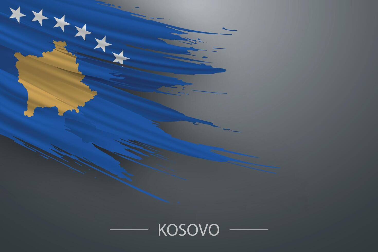 3d grunge brush stroke flag of Kosovo vector