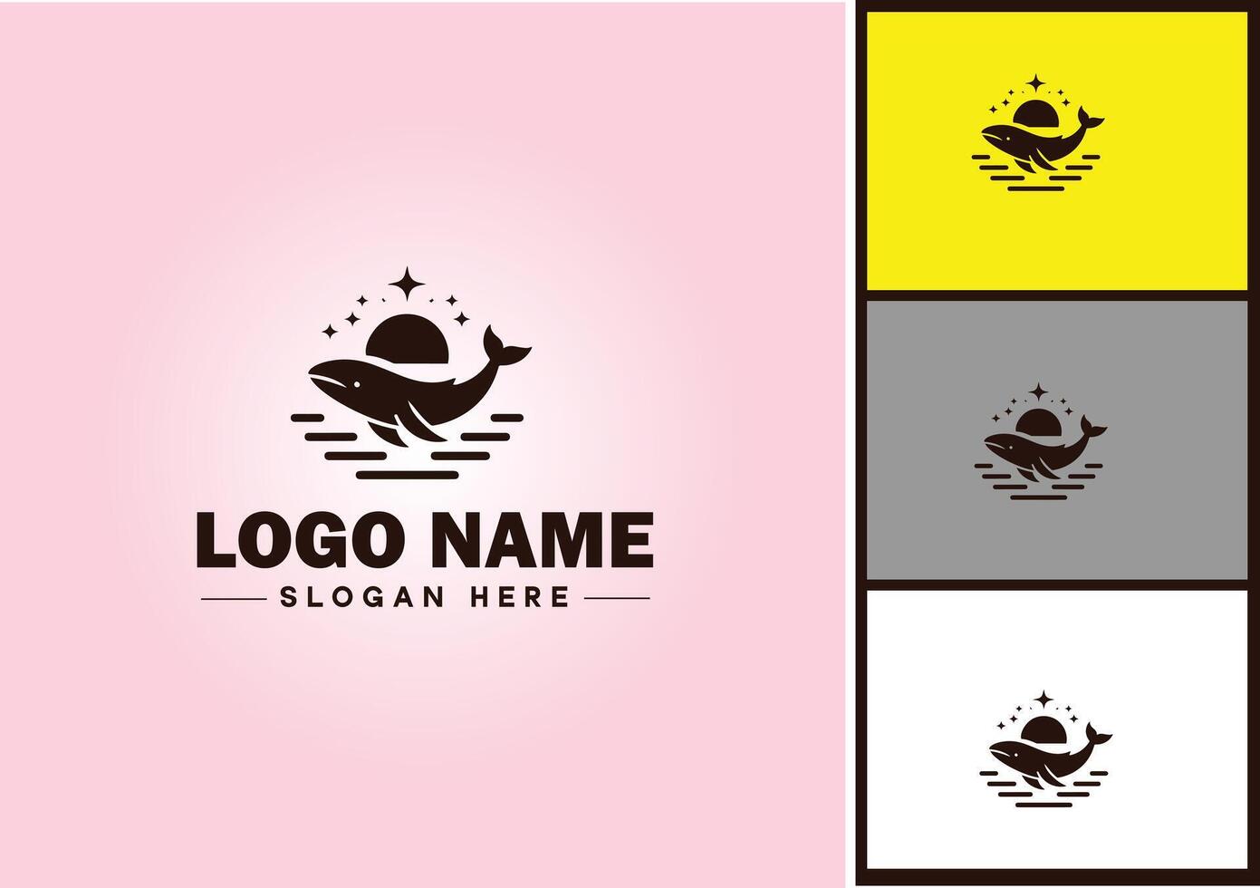 Whale icon logo vector art graphics for business brand icon Whale fish Ocean logo template